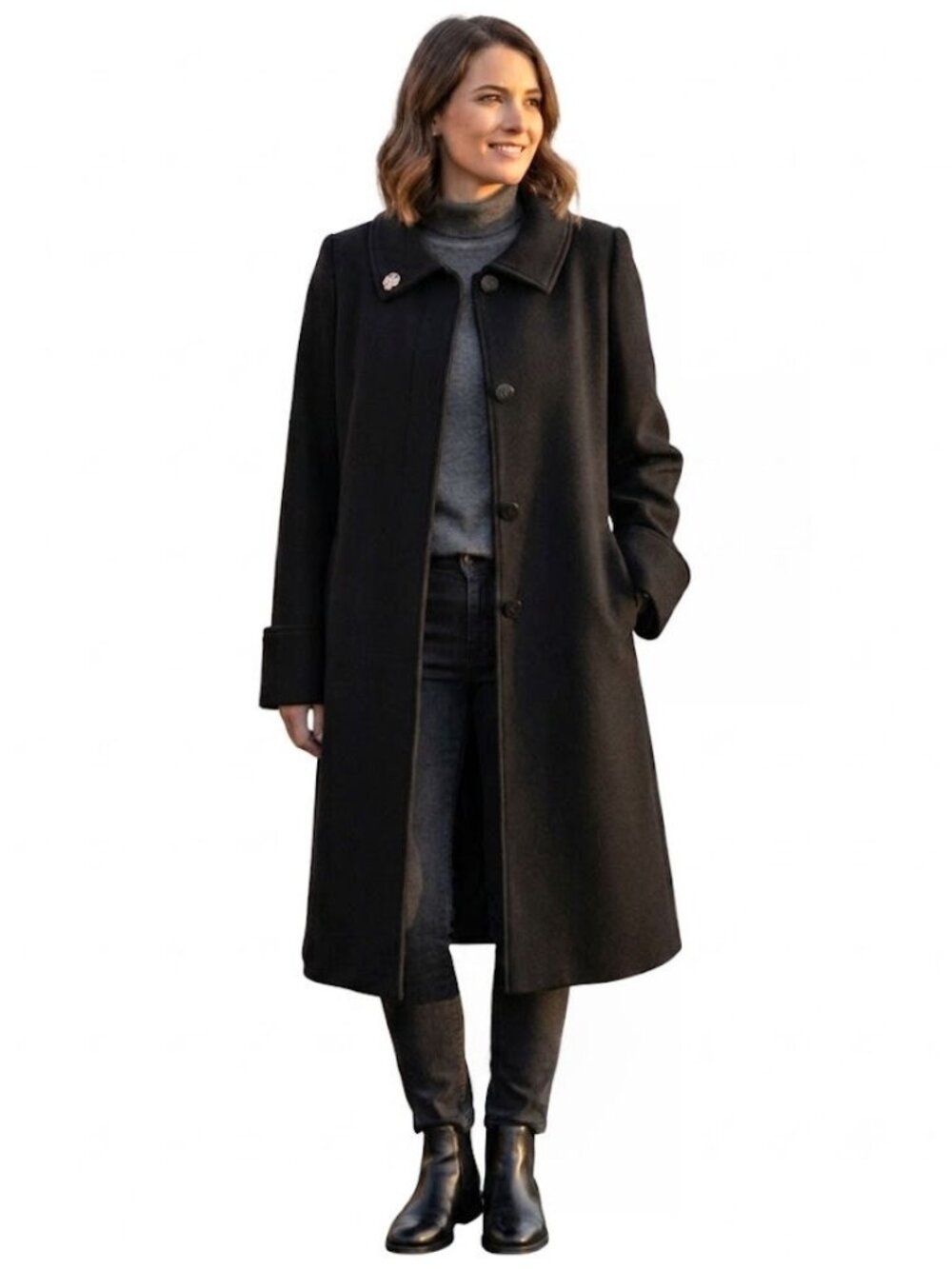 Eliza J Wool Blend Topper Coat, Black, Women's Size M-L (Size 10-12)
